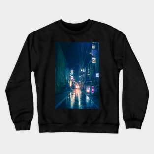 Old School Vintage look of Retro Tokyo Street Japan Night Photography Crewneck Sweatshirt